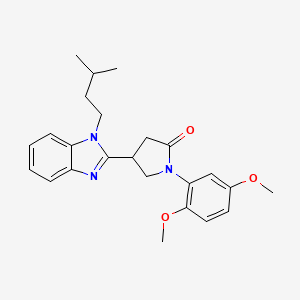 molecular formula C24H29N3O3 B2860206 1-(2,5-Dimethoxyphenyl)-4-[1-(3-methylbutyl)benzimidazol-2-yl]pyrrolidin-2-one CAS No. 862828-46-4