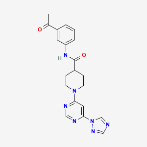 molecular formula C20H21N7O2 B2860208 1-(6-(1H-1,2,4-三唑-1-基)嘧啶-4-基)-N-(3-乙酰苯基)哌啶-4-甲酰胺 CAS No. 1797331-74-8