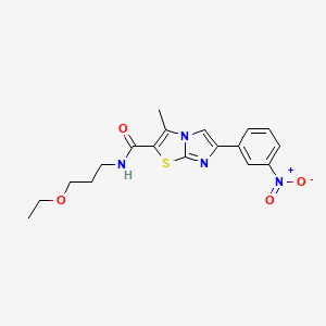 molecular formula C18H20N4O4S B2860210 N-(3-乙氧基丙基)-3-甲基-6-(3-硝基苯基)咪唑并[2,1-b]噻唑-2-甲酰胺 CAS No. 852135-57-0