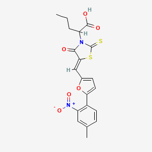 (Z)-2-(5-((5-(4-methyl-2-nitrophenyl)furan-2-yl)methylene)-4-oxo-2-thioxothiazolidin-3-yl)pentanoic acid