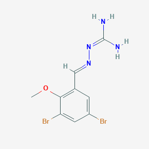 molecular formula C9H10Br2N4O B2860223 (2E)-2-(3,5-dibromo-2-methoxybenzylidene)hydrazinecarboximidamide CAS No. 46697-83-0