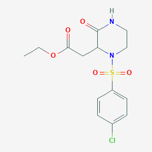 Ethyl 2-(1-(4-chlorophenylsulfonyl)-3-oxopiperazin-2-yl)acetate