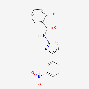 molecular formula C16H10FN3O3S B2860227 2-fluoro-N-[4-(3-nitrophenyl)-1,3-thiazol-2-yl]benzamide CAS No. 391221-19-5