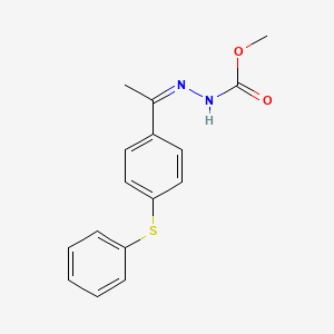 molecular formula C16H16N2O2S B2860229 methyl N-[(Z)-1-(4-phenylsulfanylphenyl)ethylideneamino]carbamate CAS No. 303148-78-9