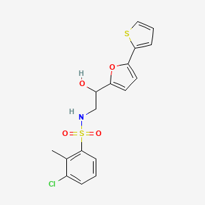 molecular formula C17H16ClNO4S2 B2860233 3-chloro-N-{2-hydroxy-2-[5-(thiophen-2-yl)furan-2-yl]ethyl}-2-methylbenzene-1-sulfonamide CAS No. 2310144-64-8