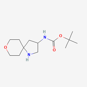 molecular formula C13H24N2O3 B2860237 叔丁基(8-氧杂-1-氮杂螺[4.5]癸-3-基)氨基甲酸酯 CAS No. 2219371-51-2