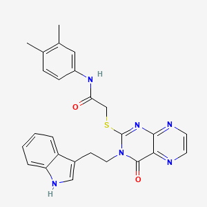 molecular formula C26H24N6O2S B2860239 N-(3,4-dimethylphenyl)-2-({3-[2-(1H-indol-3-yl)ethyl]-4-oxo-3,4-dihydropteridin-2-yl}thio)acetamide CAS No. 902881-67-8