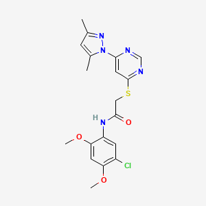 molecular formula C19H20ClN5O3S B2860242 N-(5-chloro-2,4-dimethoxyphenyl)-2-((6-(3,5-dimethyl-1H-pyrazol-1-yl)pyrimidin-4-yl)thio)acetamide CAS No. 1251669-94-9