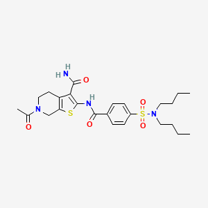 molecular formula C25H34N4O5S2 B2860246 6-乙酰-2-[[4-(二丁基磺酰基)苯甲酰]氨基]-5,7-二氢-4H-噻吩并[2,3-c]吡啶-3-甲酰胺 CAS No. 449769-79-3