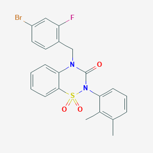 molecular formula C22H18BrFN2O3S B2860248 4-(4-溴-2-氟苄基)-2-(2,3-二甲基苯基)-2H-苯并[e][1,2,4]噻二嗪-3(4H)-酮 1,1-二氧化物 CAS No. 893789-88-3