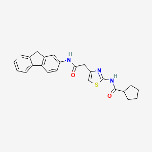 molecular formula C24H23N3O2S B2860251 N-(4-(2-((9H-fluoren-2-yl)amino)-2-oxoethyl)thiazol-2-yl)cyclopentanecarboxamide CAS No. 1208892-98-1