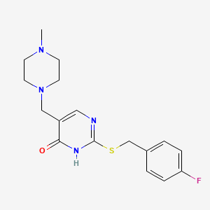 molecular formula C17H21FN4OS B2860253 2-{[(4-Fluorophenyl)methyl]sulfanyl}-5-[(4-methylpiperazin-1-yl)methyl]-1,4-dihydropyrimidin-4-one CAS No. 1221715-17-8