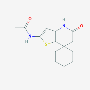 molecular formula C14H18N2O2S B286026 N-(5-oxo-4,5,6,7-tetrahydrospiro{thieno[3,2-b]pyridine-7,1'-cyclohexane}-2-yl)acetamide 