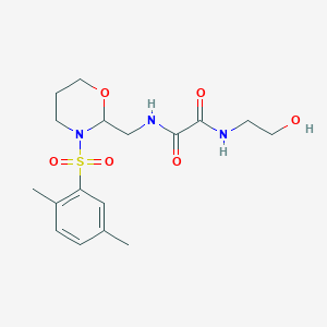 molecular formula C17H25N3O6S B2860264 N1-((3-((2,5-dimethylphenyl)sulfonyl)-1,3-oxazinan-2-yl)methyl)-N2-(2-hydroxyethyl)oxalamide CAS No. 872724-31-7