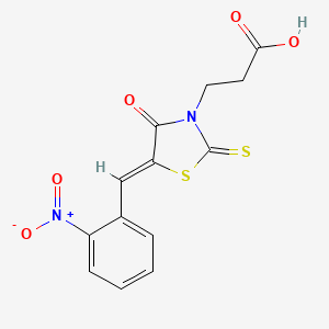 molecular formula C13H10N2O5S2 B2860266 3-[(5Z)-5-[(2-nitrophenyl)methylidene]-4-oxo-2-sulfanylidene-1,3-thiazolidin-3-yl]propanoic acid CAS No. 7184-83-0