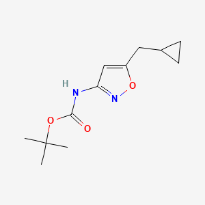 molecular formula C12H18N2O3 B2860277 Tert-butyl N-[5-(cyclopropylmethyl)-1,2-oxazol-3-yl]carbamate CAS No. 2416230-30-1