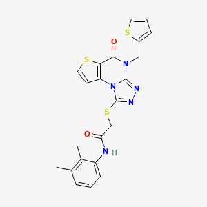 molecular formula C22H19N5O2S3 B2860279 N-(2,3-二甲基苯基)-2-((5-氧代-4-(噻吩-2-基甲基)-4,5-二氢噻吩并[2,3-e][1,2,4]三唑并[4,3-a]嘧啶-1-基)硫代)乙酰胺 CAS No. 1242913-12-7