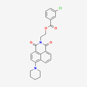 molecular formula C26H23ClN2O4 B2860294 2-(1,3-二氧代-6-哌啶-1-基苯并[de]异喹啉-2-基)乙基-3-氯苯甲酸酯 CAS No. 326017-83-8