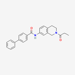 molecular formula C25H24N2O2 B2860300 N-(2-丙酰基-1,2,3,4-四氢异喹啉-7-基)-[1,1'-联苯]-4-甲酰胺 CAS No. 955735-85-0