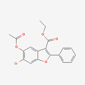 molecular formula C19H15BrO5 B2860305 Ethyl 5-(acetyloxy)-6-bromo-2-phenyl-1-benzofuran-3-carboxylate CAS No. 308295-36-5