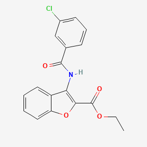 molecular formula C18H14ClNO4 B2860312 Ethyl 3-(3-chlorobenzamido)benzofuran-2-carboxylate CAS No. 477498-87-6