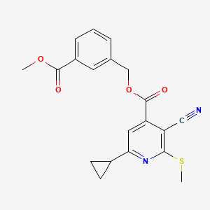 molecular formula C20H18N2O4S B2860331 [3-(Methoxycarbonyl)phenyl]methyl 3-cyano-6-cyclopropyl-2-(methylsulfanyl)pyridine-4-carboxylate CAS No. 1111591-97-9