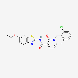 molecular formula C22H17ClFN3O3S B2860336 1-(2-氯-6-氟苄基)-N-(6-乙氧基苯并[d]噻唑-2-基)-2-氧代-1,2-二氢吡啶-3-甲酰胺 CAS No. 941989-21-5