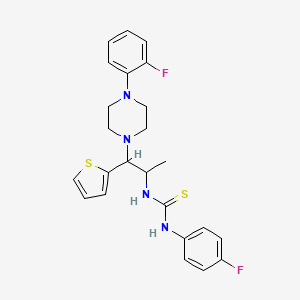 molecular formula C24H26F2N4S2 B2860338 1-(4-Fluorophenyl)-3-(1-(4-(2-fluorophenyl)piperazin-1-yl)-1-(thiophen-2-yl)propan-2-yl)thiourea CAS No. 863017-85-0