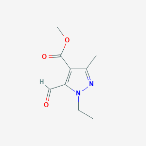 molecular formula C9H12N2O3 B2860347 methyl 1-ethyl-5-formyl-3-methyl-1H-pyrazole-4-carboxylate CAS No. 1823817-98-6
