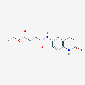 molecular formula C15H18N2O4 B2860356 4-氧代-4-((2-氧代-1,2,3,4-四氢喹啉-6-基)氨基)丁酸乙酯 CAS No. 1207023-88-8