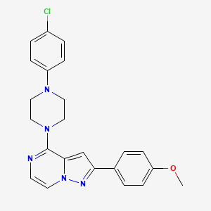 molecular formula C23H22ClN5O B2860363 4-(4-(4-Chlorophenyl)piperazin-1-yl)-2-(4-methoxyphenyl)pyrazolo[1,5-a]pyrazine CAS No. 1111417-60-7