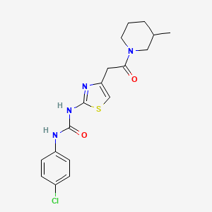 molecular formula C18H21ClN4O2S B2860366 1-(4-Chlorophenyl)-3-(4-(2-(3-methylpiperidin-1-yl)-2-oxoethyl)thiazol-2-yl)urea CAS No. 923221-97-0