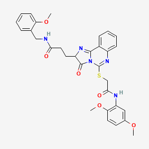 molecular formula C31H31N5O6S B2860367 3-[5-({[(2,5-dimethoxyphenyl)carbamoyl]methyl}sulfanyl)-3-oxo-2H,3H-imidazo[1,2-c]quinazolin-2-yl]-N-[(2-methoxyphenyl)methyl]propanamide CAS No. 1219391-06-6