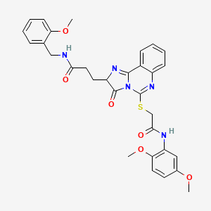 molecular formula C31H31N5O6S B2860367 3-[5-({[(2,5-二甲氧基苯基)氨基甲酰基]甲基}硫代)-3-氧代-2H,3H-咪唑并[1,2-c]喹唑啉-2-基]-N-[(2-甲氧基苯基)甲基]丙酰胺 CAS No. 1219391-06-6