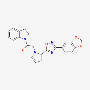 molecular formula C23H18N4O4 B2860368 1-({2-[3-(1,3-benzodioxol-5-yl)-1,2,4-oxadiazol-5-yl]-1H-pyrrol-1-yl}acetyl)indoline CAS No. 1260632-39-0