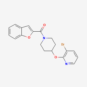 molecular formula C19H17BrN2O3 B2860369 苯并呋喃-2-基(4-((3-溴吡啶-2-基)氧基)哌啶-1-基)甲酮 CAS No. 1448064-46-7