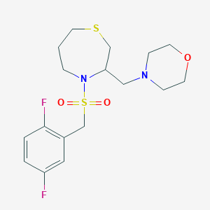 molecular formula C17H24F2N2O3S2 B2860372 4-((4-((2,5-Difluorobenzyl)sulfonyl)-1,4-thiazepan-3-yl)methyl)morpholine CAS No. 1428347-82-3