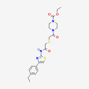 Ethyl 4-(2-((2-((4-(4-ethylphenyl)thiazol-2-yl)amino)-2-oxoethyl)thio)acetyl)piperazine-1-carboxylate
