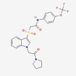 2-((1-(2-oxo-2-(pyrrolidin-1-yl)ethyl)-1H-indol-3-yl)sulfonyl)-N-(4-(trifluoromethoxy)phenyl)acetamide