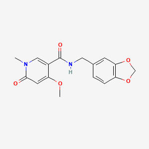 molecular formula C16H16N2O5 B2860425 N-(苯并[d][1,3]二氧杂环-5-基甲基)-4-甲氧基-1-甲基-6-氧代-1,6-二氢吡啶-3-甲酰胺 CAS No. 2034526-30-0
