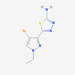 molecular formula C7H8BrN5S B2860427 5-(4-Bromo-1-ethylpyrazol-3-yl)-1,3,4-thiadiazol-2-amine CAS No. 1946812-37-8
