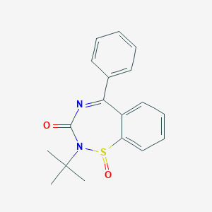 molecular formula C18H18N2O2S B286043 2-tert-butyl-5-phenyl-1,2,4-benzothiadiazepin-3(2H)-one 1-oxide 