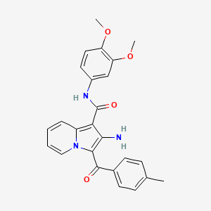 molecular formula C25H23N3O4 B2860434 2-amino-N-(3,4-dimethoxyphenyl)-3-(4-methylbenzoyl)indolizine-1-carboxamide CAS No. 898436-94-7