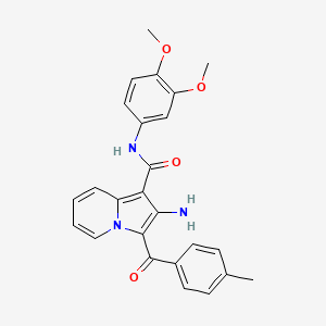 molecular formula C25H23N3O4 B2860434 2-氨基-N-(3,4-二甲氧基苯基)-3-(4-甲基苯甲酰)吲哚并[1,2-b]喹唑啉-1-甲酰胺 CAS No. 898436-94-7