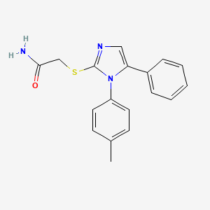 molecular formula C18H17N3OS B2860436 2-((5-苯基-1-(对甲苯基)-1H-咪唑-2-基)硫代)乙酰胺 CAS No. 1206990-43-3