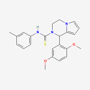 molecular formula C23H25N3O2S B2860437 1-(2,5-二甲氧基苯基)-N-(间甲苯基)-3,4-二氢吡咯并[1,2-a]嘧啶-2(1H)-硫代氨基甲酸酯 CAS No. 393831-12-4