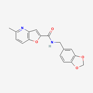 molecular formula C17H14N2O4 B2860438 N-(benzo[d][1,3]dioxol-5-ylmethyl)-5-methylfuro[3,2-b]pyridine-2-carboxamide CAS No. 941969-20-6