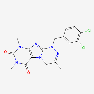 molecular formula C17H16Cl2N6O2 B2860439 1-(3,4-dichlorobenzyl)-3,7,9-trimethyl-7,9-dihydro-[1,2,4]triazino[3,4-f]purine-6,8(1H,4H)-dione CAS No. 898440-43-2