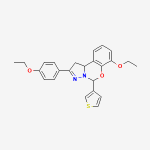 molecular formula C24H24N2O3S B2860442 7-ethoxy-2-(4-ethoxyphenyl)-5-(thiophen-3-yl)-5,10b-dihydro-1H-benzo[e]pyrazolo[1,5-c][1,3]oxazine CAS No. 899939-47-0
