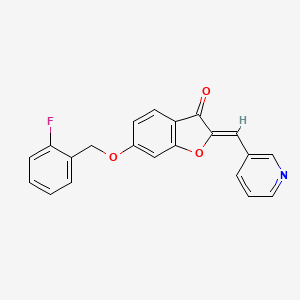 molecular formula C21H14FNO3 B2860448 (Z)-6-((2-fluorobenzyl)oxy)-2-(pyridin-3-ylmethylene)benzofuran-3(2H)-one CAS No. 622790-34-5